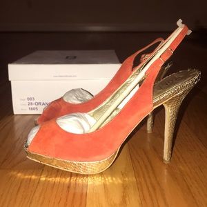 Orange Suede Slingback Pumps by Bakers. Size 8.5